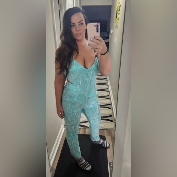 NWT - Ramy Brook Metallic Blue Jumpsuit - Size 6 - Picture 1 of 16